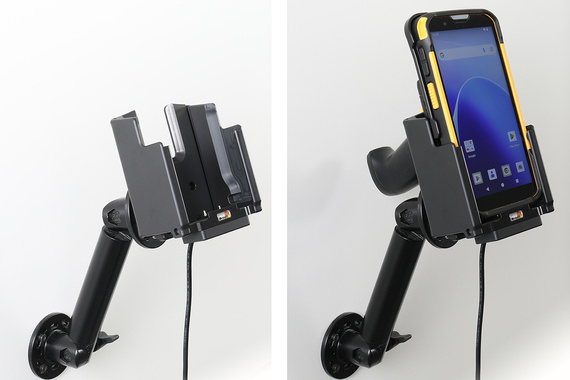 Aktywny uchwyt PogoPin Brodit do CipherLab RS38 w gumowym etui i z chwytem pistoletowym