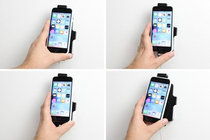 Uchwyt do Apple iPhone 8 w futerale o wymiarach: 75 mm (szer.), 2-11 mm (grubość), 137-144 mm (wysokość) z możliwością wpięcia kabla lightning USB