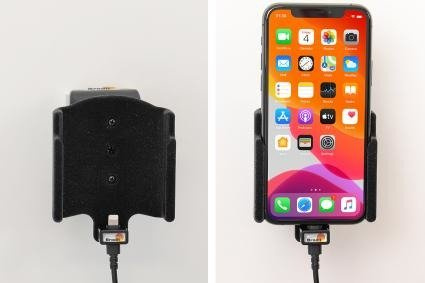 Uchwyt do Apple iPhone 11 Pro z wbudowaną ładowarką samochodową do instalacji na stałe