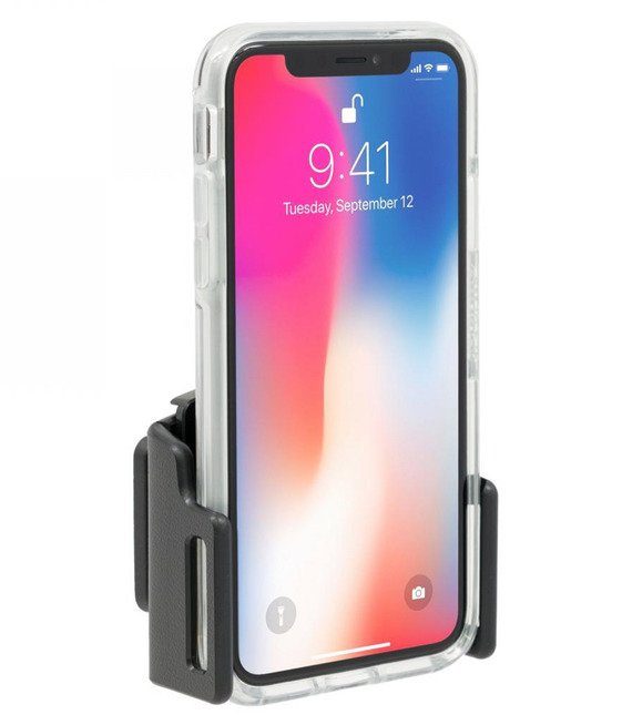 Uchwyt regulowany do Apple iPhone Xr w futerale lub obudowie o wymiarach: 62-77 mm (szer.), 2-10 mm (grubość)