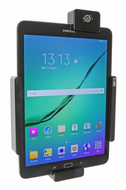 Uchwyt pasywny do tabletów gołych jak i w futerale regulowany w zakresie: 240-270 mm (szer.), 160-185 mm (wysokość), z blokadą na kluczyk