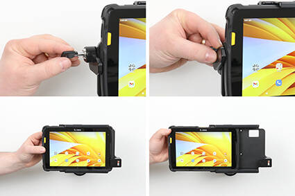 Uchwyt do Zebra ET45 8.0 USB-C 3.1 z otworami AMPS VESA 75 oraz blokadą kluczykową do urządzenia z oryginalnym futerałem Rugged Boot.