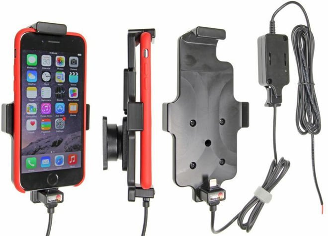 Uchwyt do Apple iPhone 7 w futerale z wbudowaną ładowarką samochodową do instalacji na stałe