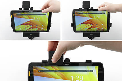 Uchwyt aktywny o wzmocnionej konstrukcji do Zebra ET45 10.0 z blokadą sprężynową.