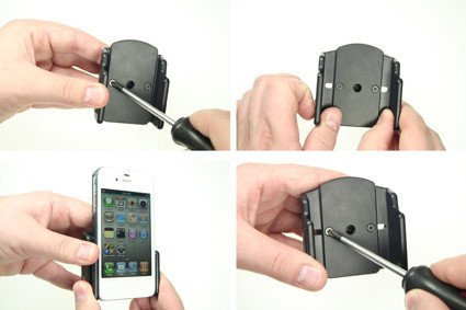 Uchwyt pasywny do smartfonów w futerale lub obudowie o wymiarach: 49-63 mm (szer.), 6-10 mm (grubość)