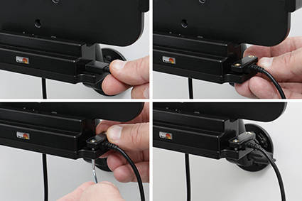 Uchwyt aktywny o wzmocnionej konstrukcji do Zebra ET40 8.0 z modułem komunikacyjno-ładującym i blokadą sprężynową.