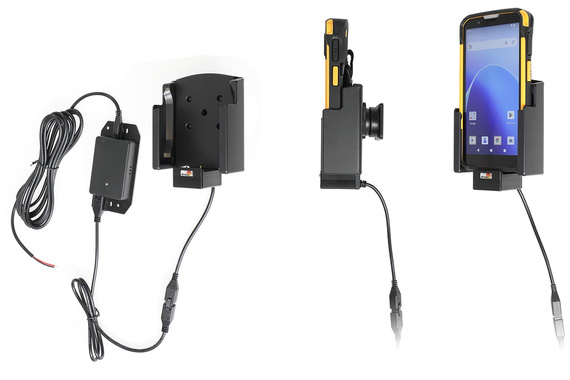 Aktywny uchwyt PogoPin Brodit do stałego montażu na CipherLab RS38 w gumowym etui