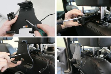 Uchwyt aktywny do tabletów Apple w futerale o wymiarach: 140-195 mm (szer.), do 25 mm (grubość)