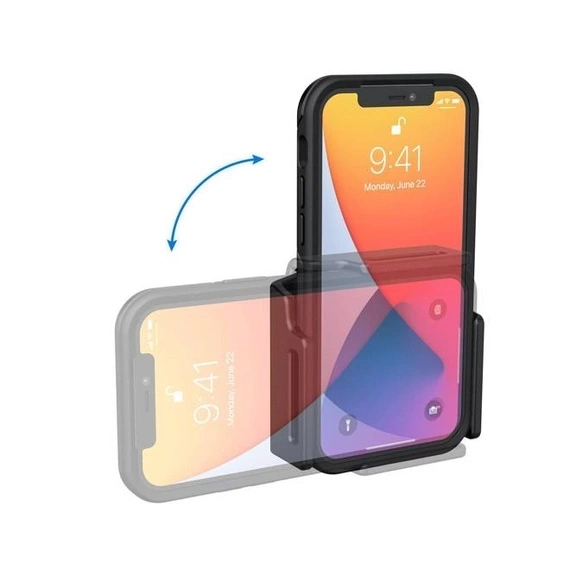 Uchwyt uniwersalny do smartfonów w futerale o wymiarach: 75-89 mm (szerokość), 9-13 mm (grubość)