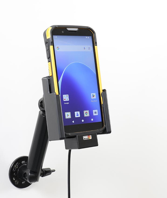 Aktywny uchwyt PogoPin Brodit do stałego montażu na CipherLab RS38 w gumowym etui