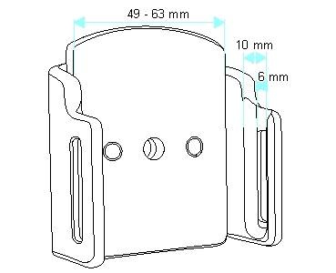 Uchwyt pasywny do smartfonów w futerale lub obudowie o wymiarach: 49-63 mm (szer.), 6-10 mm (grubość)