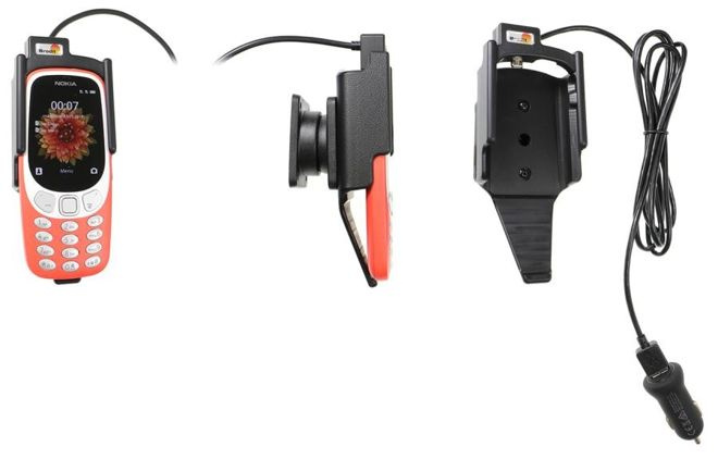 Uchwyt do Nokia 3310 4G, 3G (2018) z wbudowaną ładowarką samochodową/kablem USB