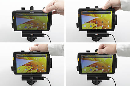 Uchwyt aktywny o wzmocnionej konstrukcji do Zebra ET40 8.0 z modułem komunikacyjno-ładującym.