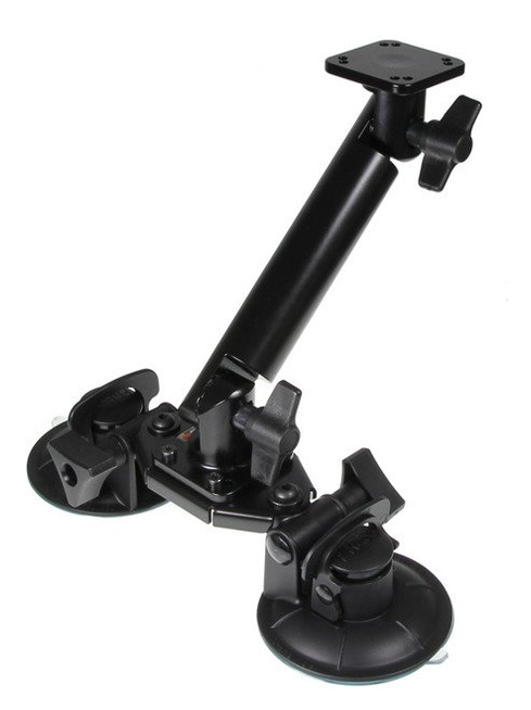 Uchwyt do samochodu na szybę Brodit | podwójna przyssawka montażowa o dużej wytrzymałości z ramieniem zębowym do tabletów oraz terminali