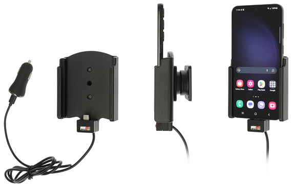Uchwyt do Samsung Galaxy S23+ z wbudowanym kablem USB oraz ładowarką samochodową