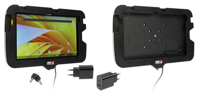 Uchwyt aktywny o wzmocnionej konstrukcji do Zebra ET40 10.0 z blokadą kluczykową, do montażu na ścianie