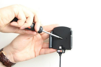 Uchwyt aktywny do instalacji na stałe do Apple iPhone 12 Mini w futerale lub bez o wymiarach: 62-77 mm (szer.), 6-10 mm (grubość).