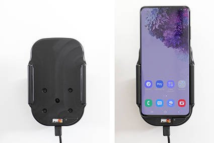 Uchwyt indukcyjny dedykowany do Samsung Galaxy S20+ z wbudowanym kablem USB oraz ładowarką samochodową