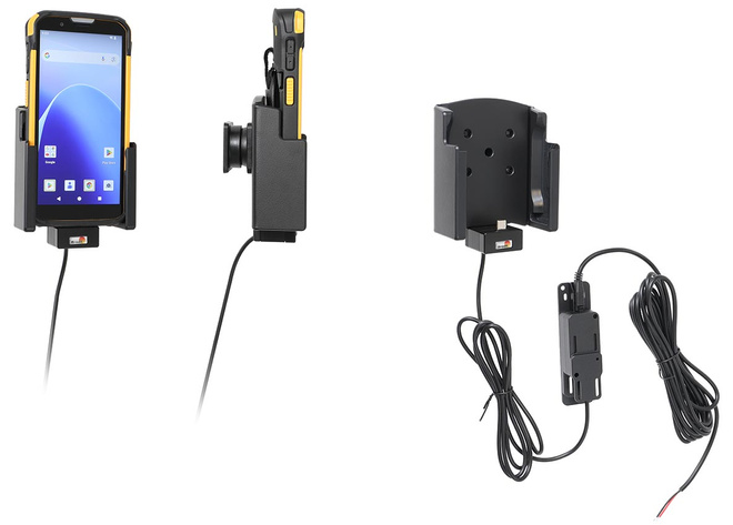 Aktywny uchwyt Brodit do stałego montażu na CipherLab RS38 w gumowym etui