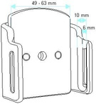 Uchwyt pasywny do smartfonów w futerale lub obudowie o wymiarach: 49-63 mm (szer.), 6-10 mm (grubość)