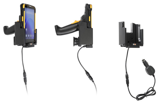 Aktywny uchwyt PogoPin Brodit do CipherLab RS38 w gumowym etui i z chwytem pistoletowym