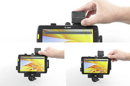 Uchwyt pasywny o wzmocnionej konstrukcji do Zebra ET40 8.0 z blokadą sprężynową.