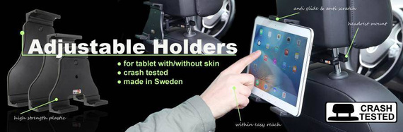 Brodit Uniwersalny Uchwyt do Tabletu | CRASH TESTED. Uchwyt regulowany, pasywny do tabletów w futerale oraz bez futerału o wymiarach: 180-230 mm (szer.), do 25 mm (grubość).