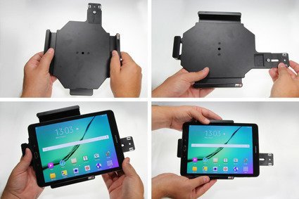 Uchwyt pasywny do tabletów gołych jak i w futerale regulowany w zakresie: 240-270 mm (szer.), 160-185 mm (wysokość), z wbudowaną blokadą sprężynową