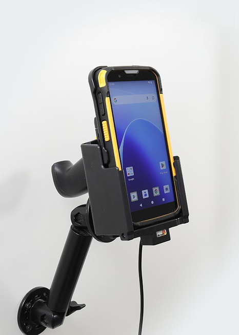 Aktywny uchwyt Brodit do CipherLab RS38 w gumowym etui i z chwytem pistoletowym