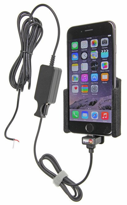 Uchwyt do Apple iPhone 7 z wbudowaną ładowarką samochodową do instalacji na stałe