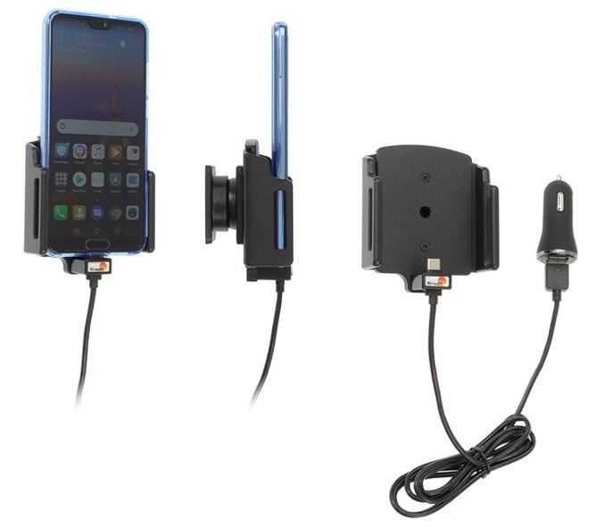 Uchwyt uniwersalny regulowany do Samsung Galaxy S22 bez futerału oraz w futerale lub etui o wymiarach: 70-83 mm (szer.), 2-10 mm (grubość) z wbudowanym kablem USB-C oraz ładowarką samochodową