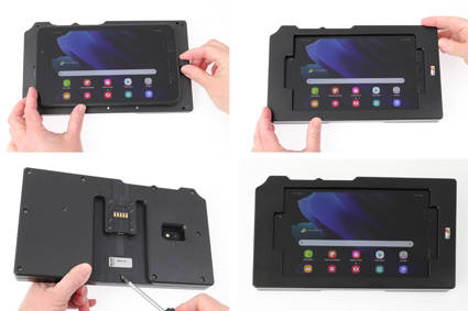 Brodit ochronna obudowa z adapterem Molex do profesjonalnego montażu do Samsung Galaxy Tab Active 2, SM-T390/SM-T395 z systemem adaptacyjnym Active MultiMoveClip