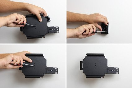 Uchwyt pasywny do tabletów gołych jak i w futerale regulowany w zakresie: 210-243 mm (szer.), 136-164 mm (wysokość), z blokadą na kluczyk