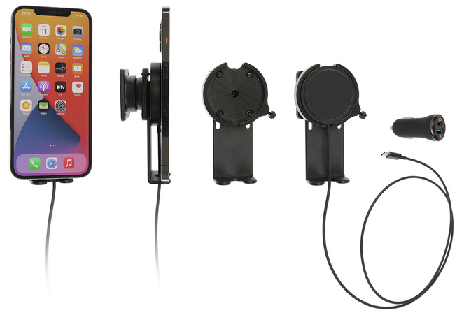 Magnetyczna Ładowarka Samochodowa MagSafe do iPhone z Regulowaną Podstawką na Telefon + Wtyczka 12V