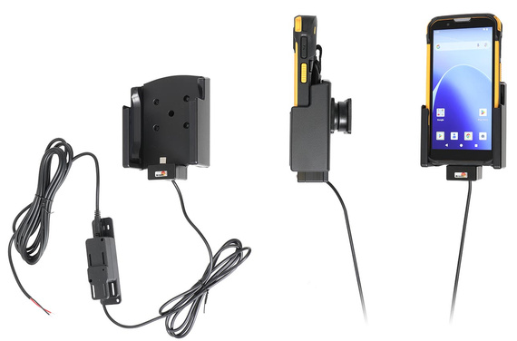 Aktywny uchwyt Brodit do stałego montażu na CipherLab RS38 w gumowym etui