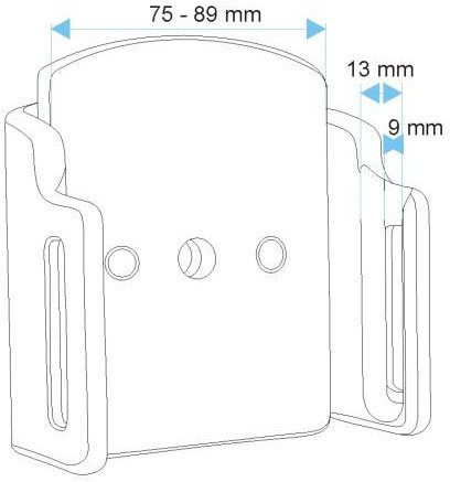Uchwyt regulowany do Apple iPhone X w futerale lub obudowie o wymiarach: 75-89 mm (szer.), 9-13 mm (grubość).