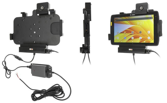 Uchwyt aktywny o wzmocnionej konstrukcji do Zebra ET45 8.0 z modułem komunikacyjno-ładującym i blokadą kluczykową.