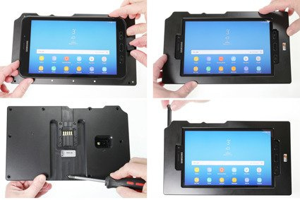 Brodit ochronna obudowa z adapterem Molex do profesjonalnego montażu do Samsung Galaxy Tab A 8.0 (2019 SM-T290/SM-T295) z systemem adaptacyjnym Active MultiMoveClip