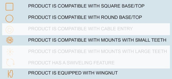Podstawa montażowa o długości 214 mm i średnicy 64 mm oraz wymiarach 50x50 mm