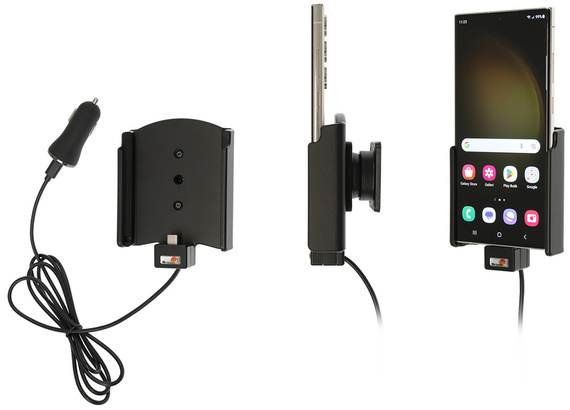 Uchwyt do Samsung Galaxy S23 Ultra z wbudowanym kablem USB oraz ładowarką samochodową