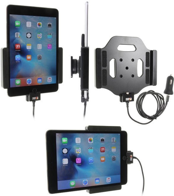 Brodit uchwyt samochodowy do Apple iPad Mini 5 (2019) aktywny z wbudowanym kablem USB oraz ładowarką samochodową