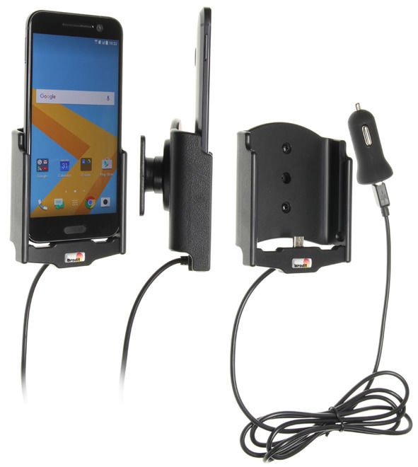 Uchwyt do HTC 10 z wbudowanym kablem USB oraz ładowarką samochodową