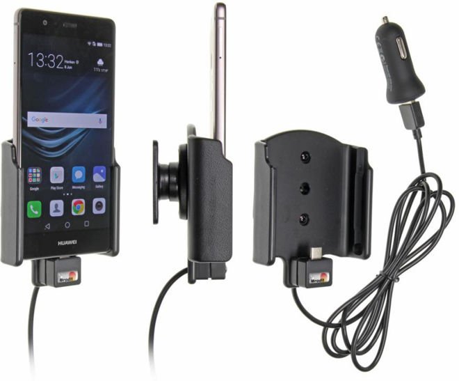 Uchwyt do Huawei P9 z wbudowanym kablem USB oraz ładowarką samochodową